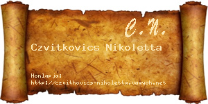 Czvitkovics Nikoletta névjegykártya